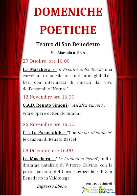 Teatro San Benedetto in Valdonega - Domeniche poetiche